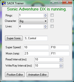 sonic adventure dx pc cheaats